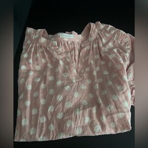 Chicsoul pink polka dot short sleeve blouse